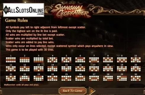 Paylines. Shanghai Godfather from SimplePlay