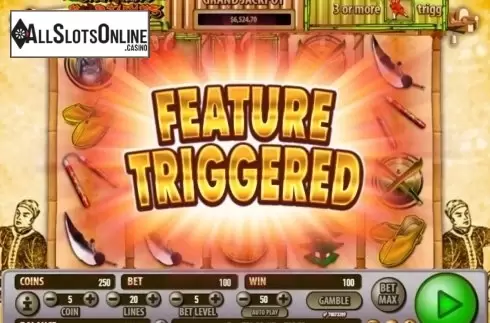 Feature triggered screen. Shaolin Fortunes 100 from Habanero