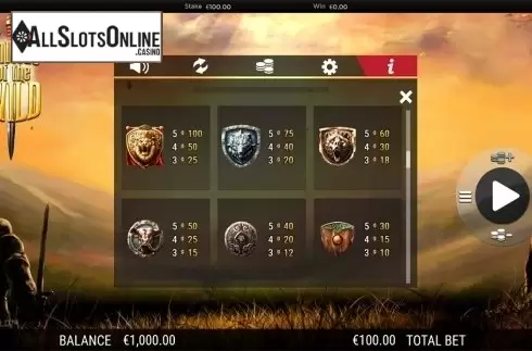 Paytable 3. Shields of the Wild from NextGen