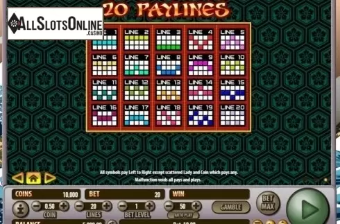 Paytable 3. Shogun's Land from Habanero