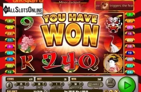 Win Screen 2. Shogun's Land from Habanero