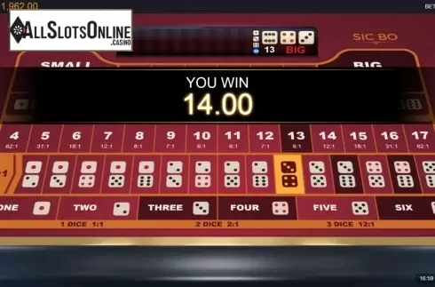 Win screen 2. Sic Bo (Switch Studios) from Switch Studios