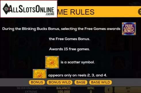 Game rules 2. Silver Enchantress Extreme from High 5 Games