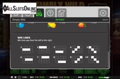 Paytable 3. Simply Wild (StakeLogic) from StakeLogic