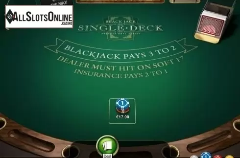 Game Screen. Single Deck Blackjack Professional Series from NetEnt