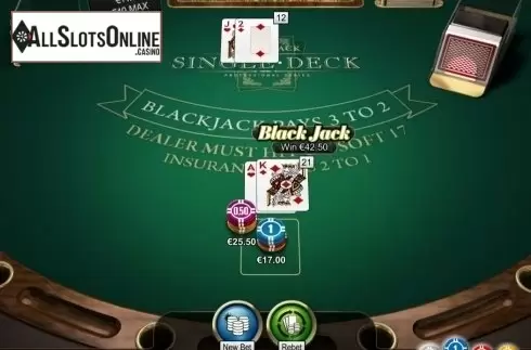 Game Screen. Single Deck Blackjack Professional Series from NetEnt