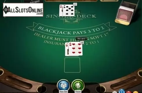 Game Screen. Single Deck Blackjack Professional Series from NetEnt