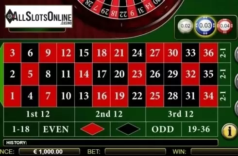 Game Screen. Single Zero Roulette (NextGen) from NextGen