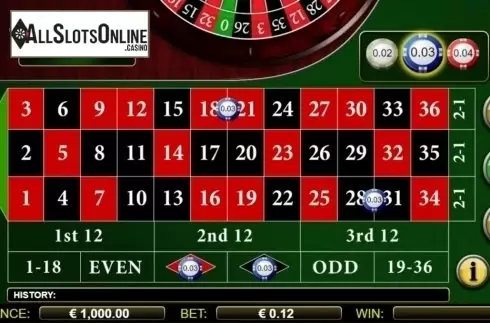Game Screen. Single Zero Roulette (NextGen) from NextGen