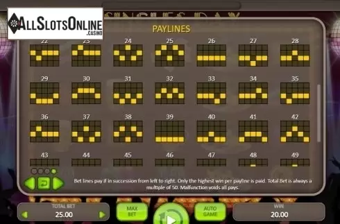 Paytable 5. Singles Day (Booongo) from Booongo