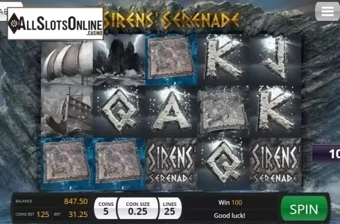 Win Screen. Sirens Serenade from Saucify