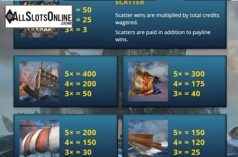 Paytable 3. Sirens Serenade from Saucify