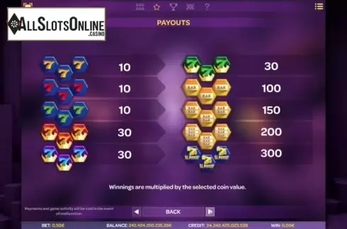 Paytable 2. Slammin' 7s from iSoftBet