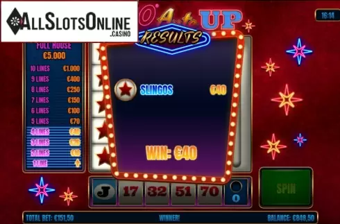 Win screen 1. Slingo Ante Up from Slingo Originals