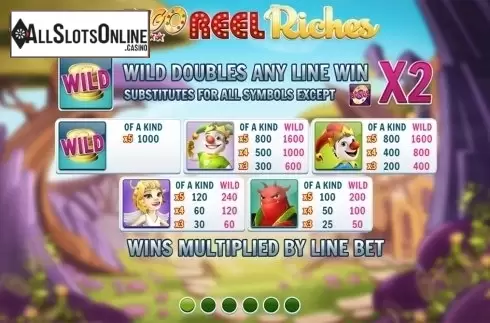 Paytable. Slingo Reel Riches from Slingo Originals