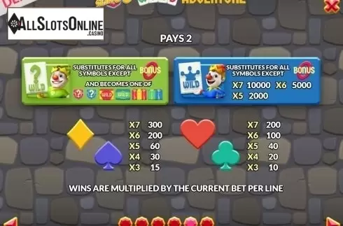 Paytable 2. Slingo Wild Adventure from Slingo Originals