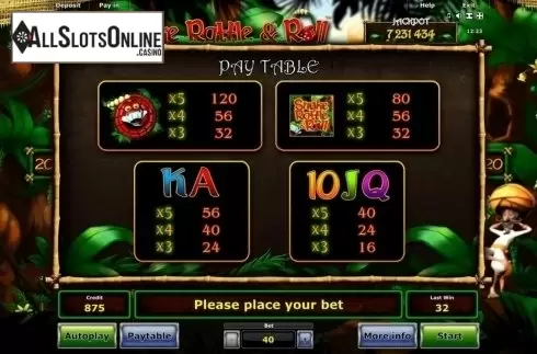 Paytable 3. Snake Rattle & Roll from Greentube