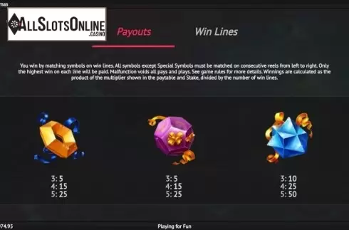 Paytable 1. Space Christmas from 1X2gaming