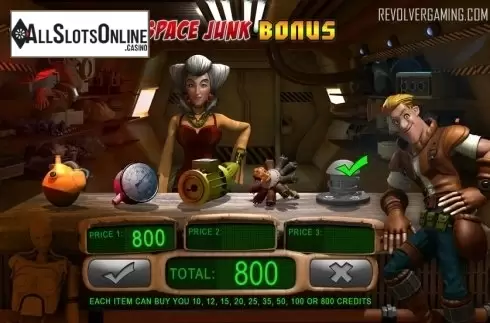 Bonus game screen. Space Traders from Revolver Gaming