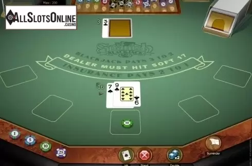 Game Screen. Spanish 21 Blackjack Gold from Microgaming