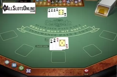 Game Screen. Spanish 21 Blackjack Gold from Microgaming