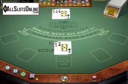 Game Screen. Spanish 21 Blackjack Gold from Microgaming