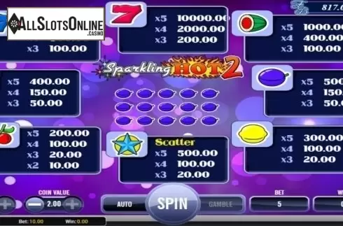 Paytable 1. Sparkling Hot 2 from AlteaGaming