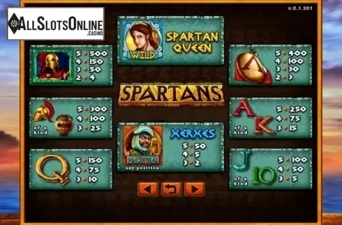 Paytable. Spartans (GMW) from GMW