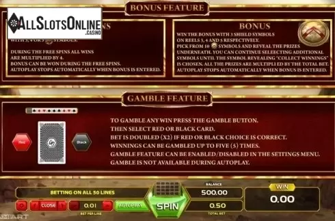 Paytable 2. Spartans Legacy from GameArt