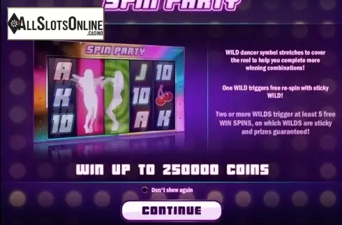 Game features. Spin Party from Play'n Go