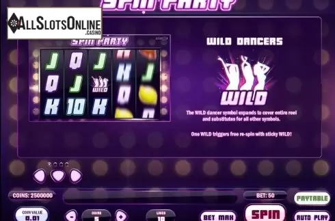 Paytable 1. Spin Party from Play'n Go