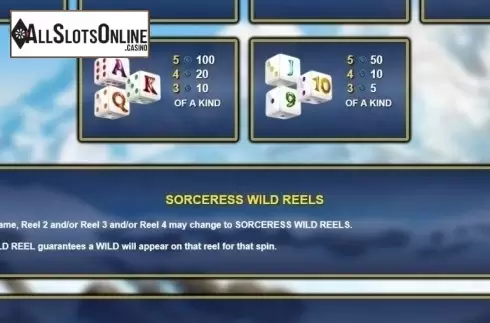 Paytable 2. Spin Sorceress Dice from NextGen