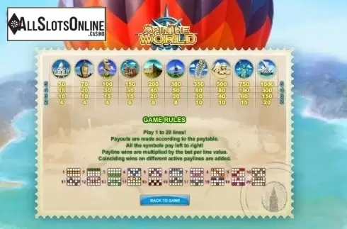 Paytable . Spin the World from GamesOS