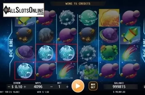 Win screen. Spinning In Space from KA Gaming