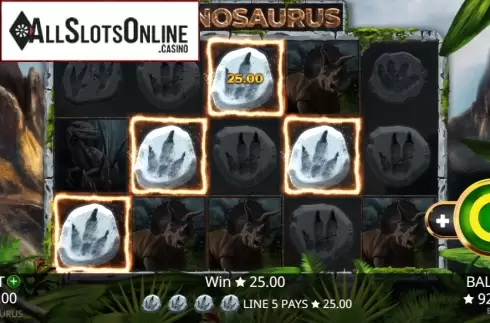 Win Screen. Spinosaurus from Booming Games