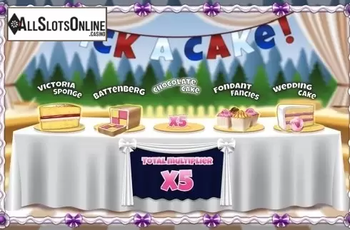 Bonus Game Screen. Splatter Cake from Mutuel Play