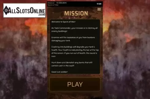 Mission screen. Spoils of War from Green Jade Games