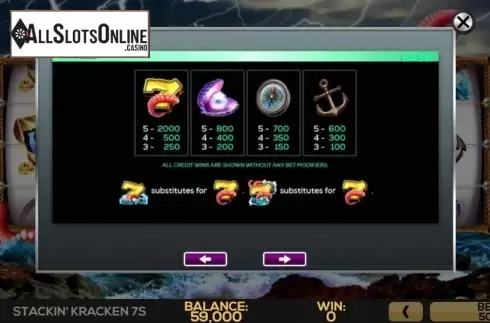 Paytable 1. Stackin' Kraken 7s from High 5 Games