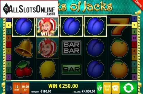 Win Screen. Stacks of Jacks from Gamomat