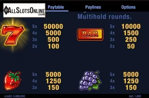 Paytable 3. Star Stretch from Swintt