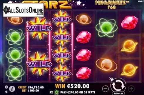 Win Screen. Starz Megaways from Pragmatic Play