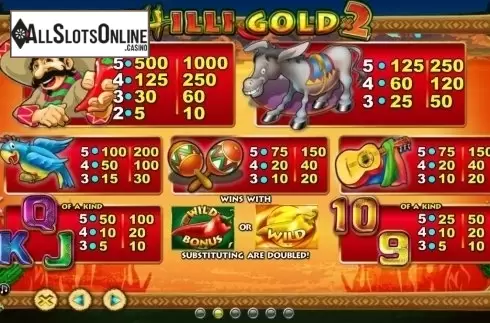 Paytable 2. Stellar Jackpots with Chilli Gold x2 from Lightning Box
