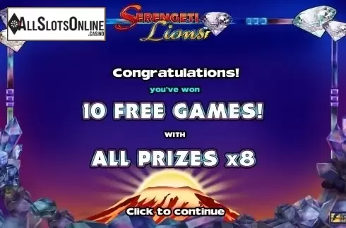 Screen 9. Stellar Jackpots with Serengeti Lions from Lightning Box