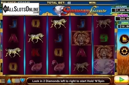 Screen 2. Stellar Jackpots with Serengeti Lions from Lightning Box