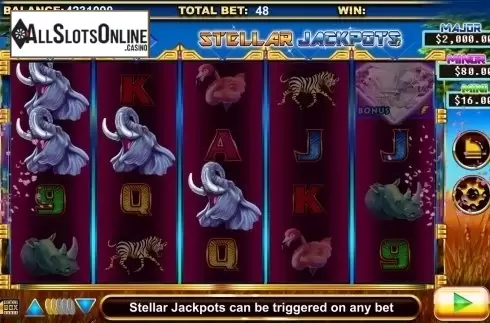 Screen 3. Stellar Jackpots with Serengeti Lions from Lightning Box