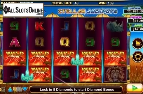 Screen 4. Stellar Jackpots with Serengeti Lions from Lightning Box