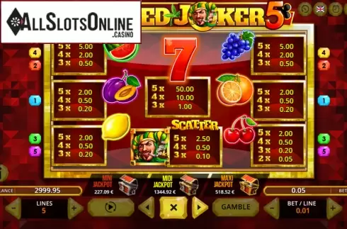Paytable. Stoned Joker 5 from Fugaso