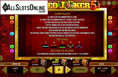 Rules. Stoned Joker 5 from Fugaso