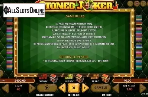 Rules. Stoned Joker 40 from Fugaso