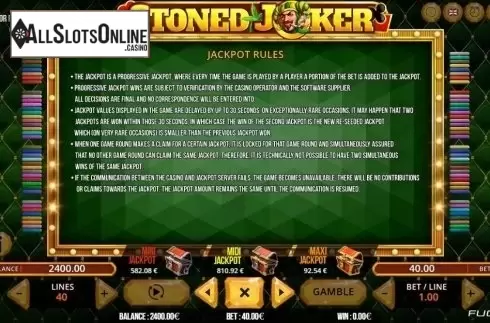 Jackpot 1. Stoned Joker 40 from Fugaso